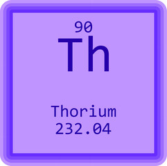 Th Thorium Actinoid Chemical Element Periodic Table. Square vector illustration, colorful clean style Icon with molar mass and atomic number for Lab, science or chemistry education.