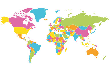 Fototapeta na wymiar Minimalist world map with rounded borders