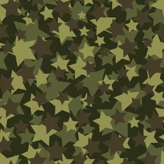 Keuken foto achterwand Militair patroon ster groene print. naadloze sterpatroon. voor print of banner of stof