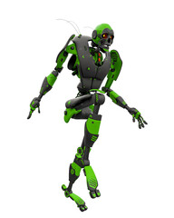 skeleton robot is marching white background