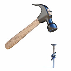Hammer trying to drive knotted nail 3D