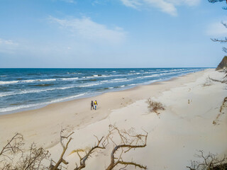 Beach with white sand in Slowinski national park, Baltic coast of Poland