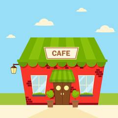 cute and cozy roadside cafe illustration