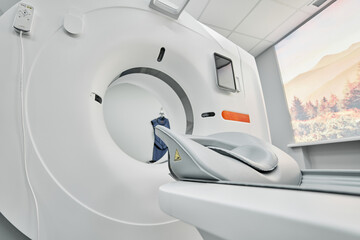 MRI - Magnetic resonance imaging scan device in Hospital. Medical Equipment and Health Care. CT -...