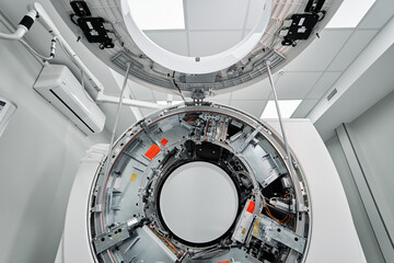 MRI - Magnetic resonance imaging scan device in Hospital. Medical Equipment and Health Care. CT -...