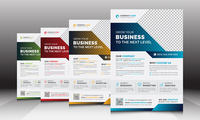 Corporate Business Flyer Leaflet Template with Creative Shapes