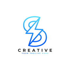 Initial Letter S Logo With Lighting Thunder Bolt in Linear Style. Alphabet Suitable for Fast, Power, Flash, Electric, Identity, Moving and Speed.