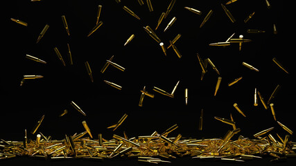Realistic 3D Rendered 6.5 Grenel Bullets Falling On Floor Into A Pile