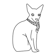 line art symbol of ancient egypt cat black color isolated on white background