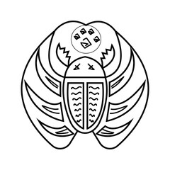 scarab beetle egyptian symbol line art black on a white background