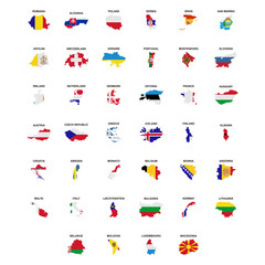 map of countries in the continent of European icon set vector sign symbol