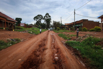 Rural area of Masaka region view with residential houses, Uganda