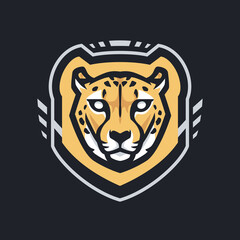 Cheetah head badge mascot logo. Sports logo template.