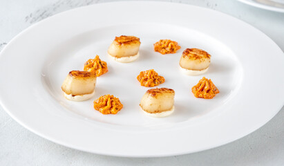 Portion of fried scallops