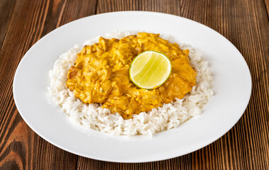 Portion of chicken curry