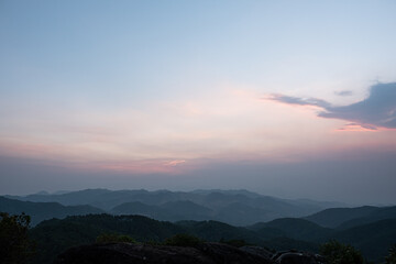 Fototapeta na wymiar Mountains, sky and twilight of northern thailand
