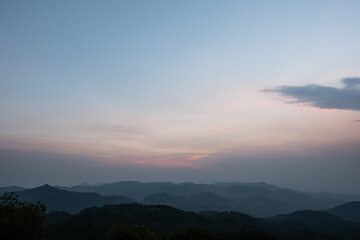 Naklejka premium Mountains, sky and twilight of northern thailand