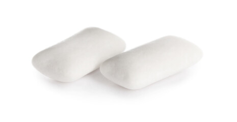 Two chewing gum pieces on white background