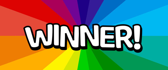 Winner on radial stripes background vector illustration.