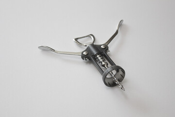 Wine bottle opener on white background.