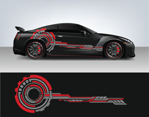 Vinyl sticker Decals set for Car truck mini bus modify Motorcycle. Racing Vehicle Graphic kit isolated vector design race Elegant stripes. modern red technology background for wrap	