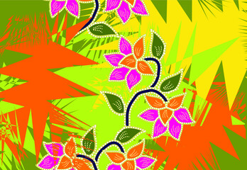 Indonesian batik motifs with very distinctive plant patterns. exclusive background. EPS 10 Vector