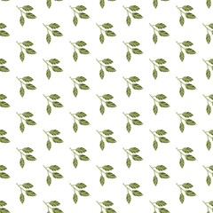 Seamless Pattern with Abstract Green Leaves Flat Vector Graphic