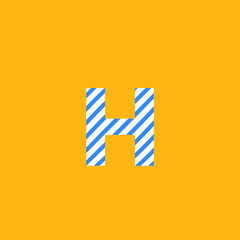 letter H, symbol with white and blue lines editable vector