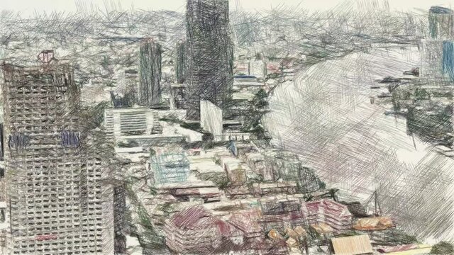 art drawing color of cityscape background