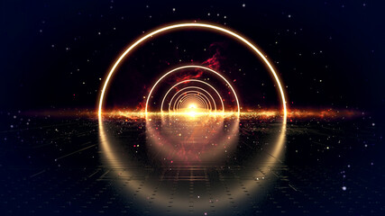 Illumination Abstract Background. Futuristic VJ motion graphics, club concert with projection mapping and nebula background .