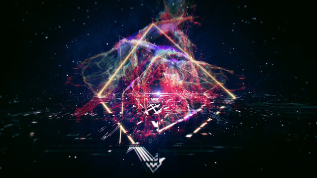 Illumination Abstract Background. Futuristic VJ motion graphics, club concert with projection mapping and nebula background . © vfx_angpao