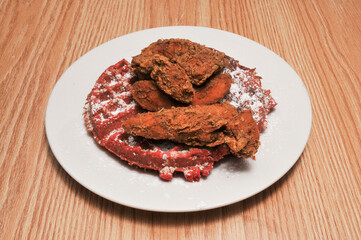 Red Velvet Chicken and Waffles