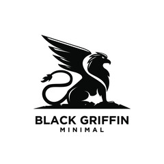 premium black minimal Griffin Mythical Creature Emblem mascot Vector Design Logo 