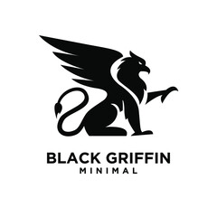 premium black minimal Griffin Mythical Creature Emblem mascot Vector Design Logo 