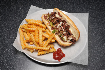 Philly Cheesesteak and French Fries