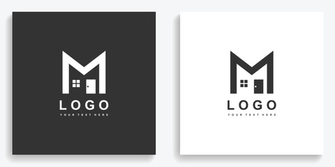 Home Property Letter M Logo. Modern logo icon symbol template vector design