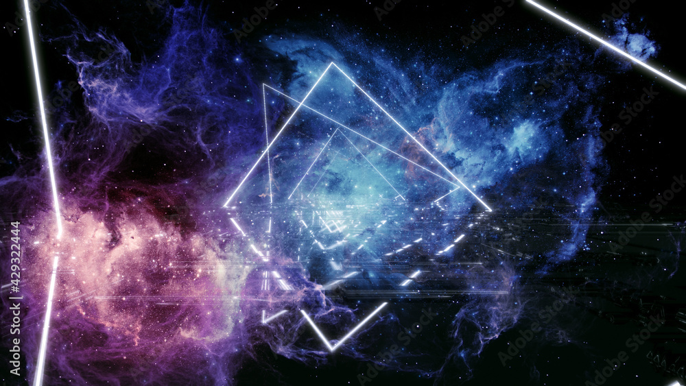 Wall mural illumination abstract background. futuristic vj motion graphics, club concert with projection mappin