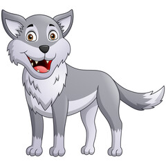 Cute wolf cartoon. Vector illustration