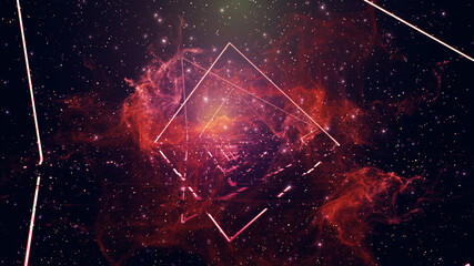 Illumination Abstract Background. Futuristic VJ motion graphics, club concert with projection mapping and nebula background .