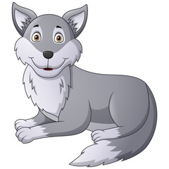 Cartoon wolf character. Vector illustration