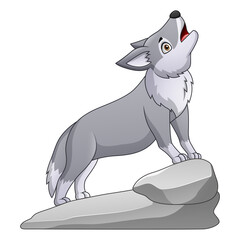 Cartoon wolf howling. Vector illustration