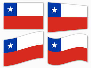 isolated Chile flag set waving by the wind shapes, element for icon, label, banner, button etc. vector design.