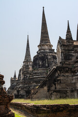 Fototapeta premium Old pagodas within Wat Phra Si Sanphet was the holiest temple in Ayutthaya that is ancient capital of Thailand