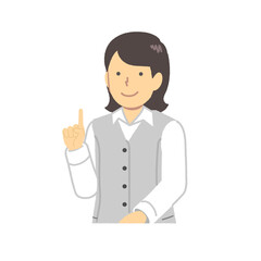 Woman working at the reception: Point your finger