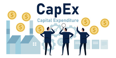 CAPEX Capital expenditure company investment money vector - obrazy, fototapety, plakaty