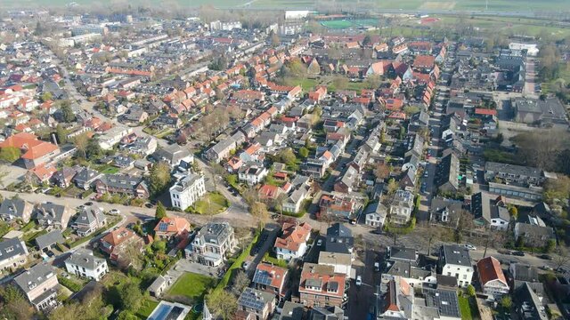 Aerial of beautiful small town in the Netherlands