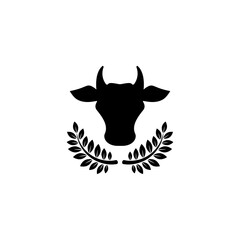 Cow head. line icon. Farm Animal. Beef, milk, lactose symbol.