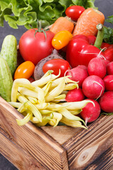 Fresh vegetables as healthy ingredients containing vitamins and minerals using for cooking dishes