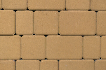 Paving stones for the backdrop. Rows of rectangles and squares formed from concrete. Color - Barley...