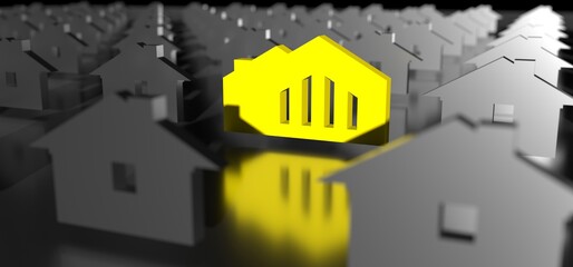 Real estate concept. Abstract house 3D icons